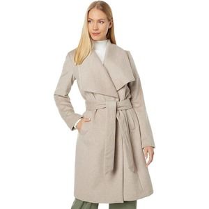 NWT! - COLE HAAN Women's Shawl Collar Wool Blend Belted Wrap Coat, Bone Size 10
